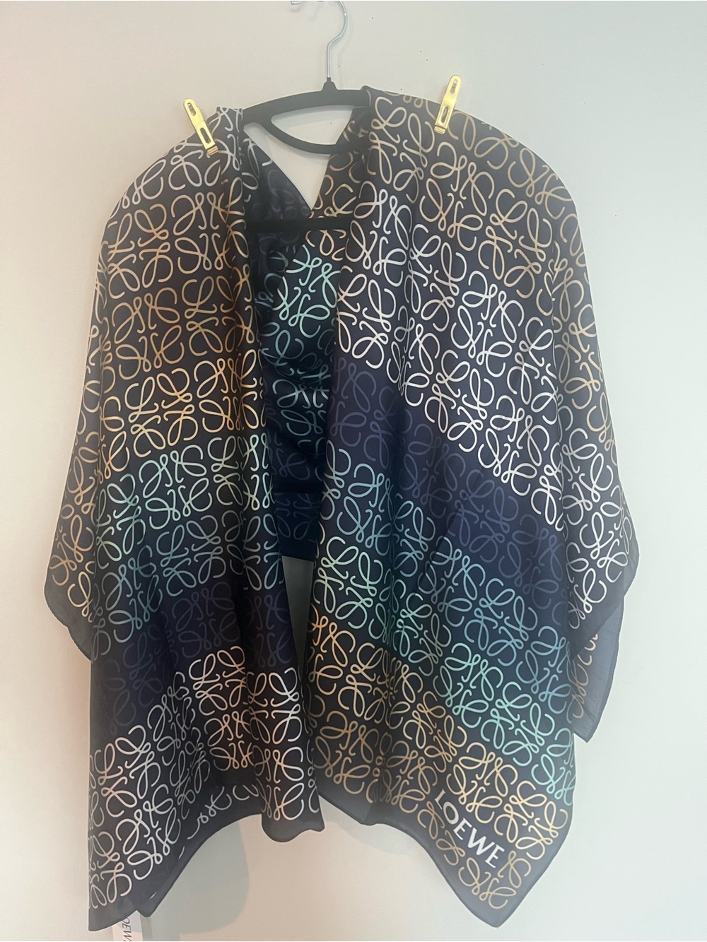 Loewe Blue with Teal & Cream Signature-Print Women's scarf.